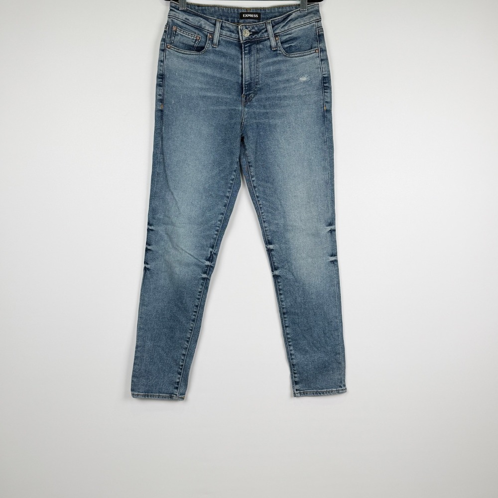 Express Athletic Slim Jeans Mens 29x32 Blue Hyper Stretch Distressed Denim